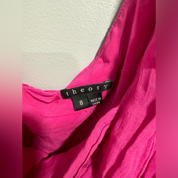 Theory Taliana Georgette Dress Rubellite Pink One Shoulder Bubble Hem Women’s 8 - Picture 5 of 8
